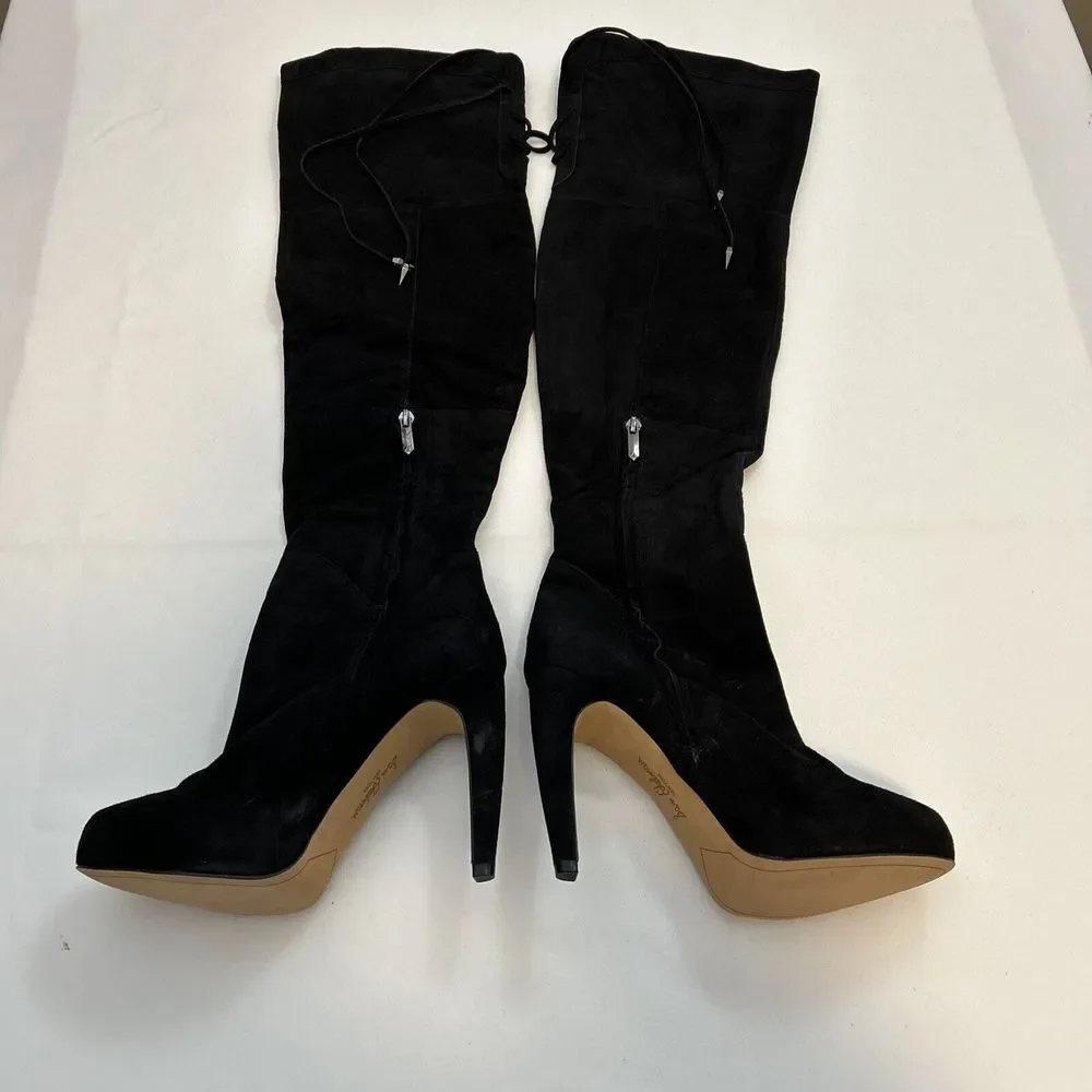 Sam Edelman Women 8.5 M KAYLA Black Suede Over The Knee Boots 3063‎